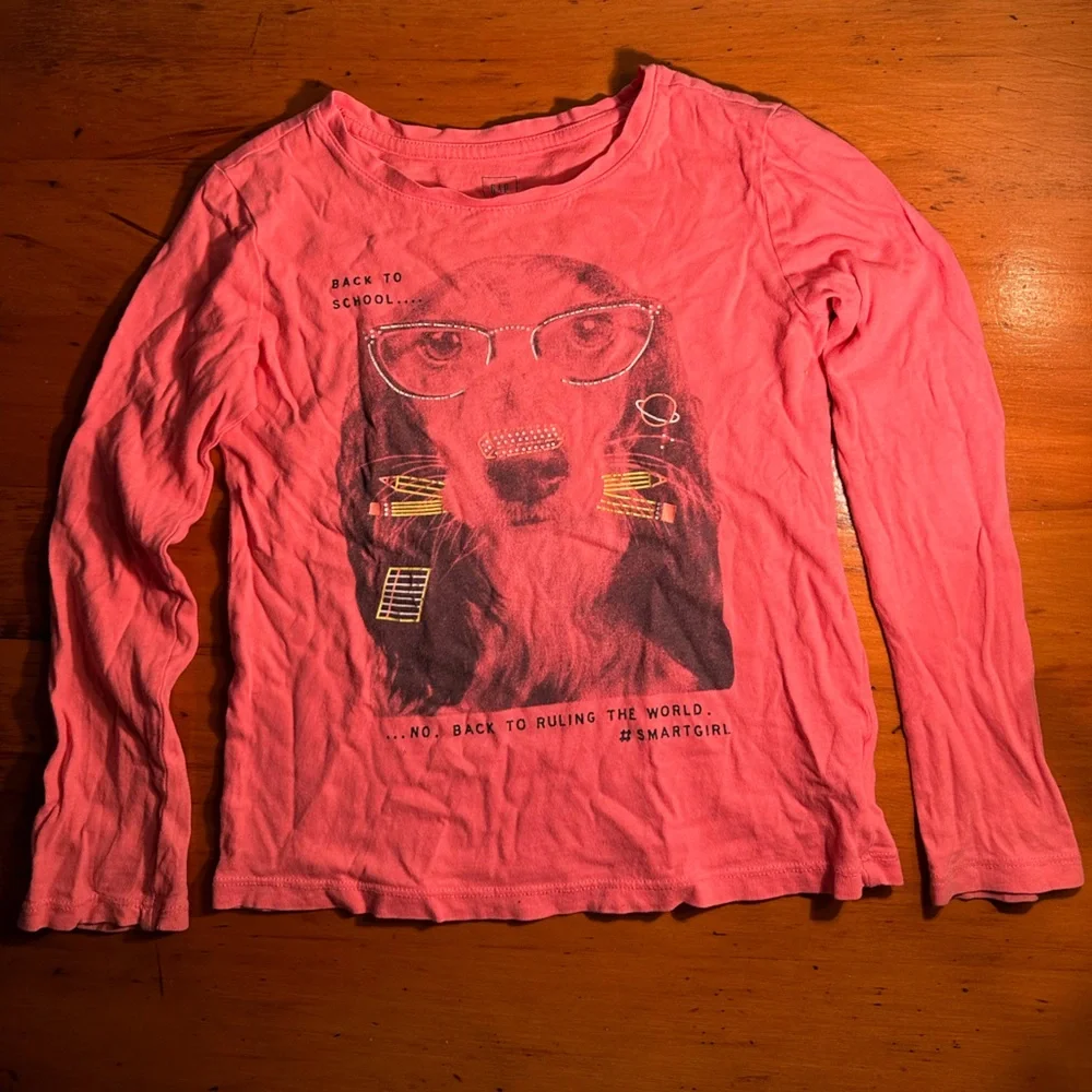 Back-To-School Kids’ Academia #SmartGirl Long Sleeve Gap Tee-Shirt ~S (girl 6-7)
